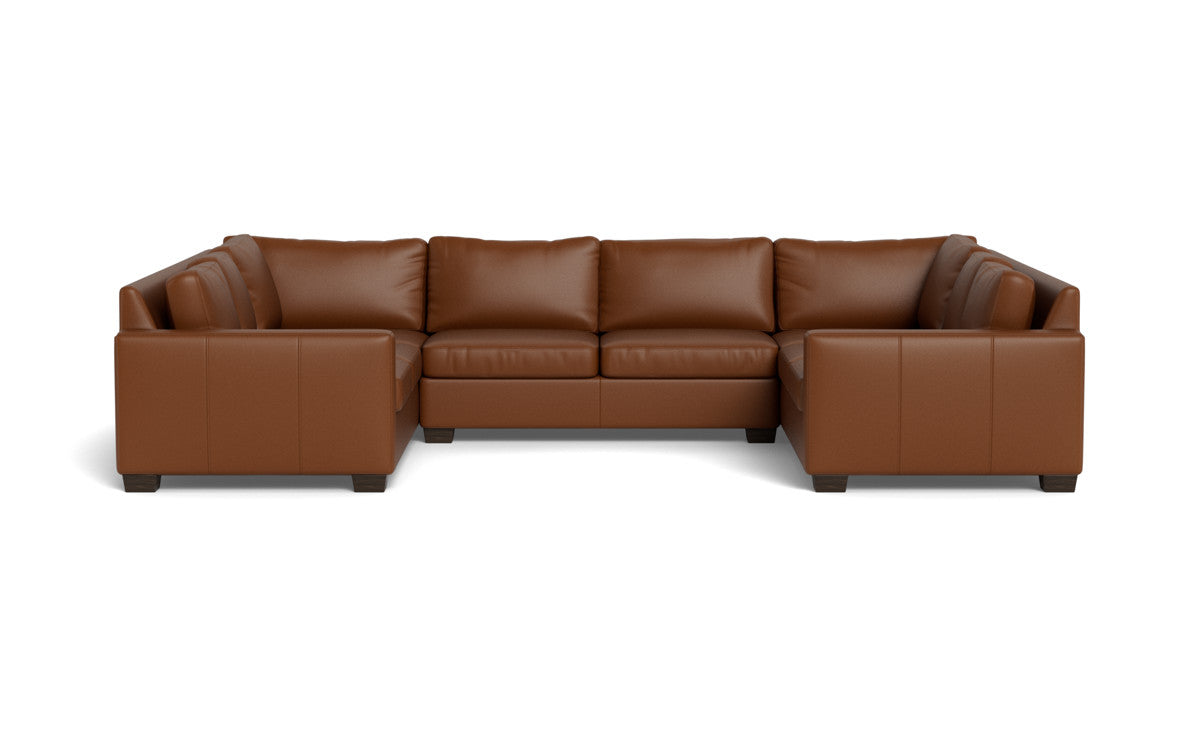 Track 141" Leather Corner Sofa U Sectional - Tribeca Chestnut