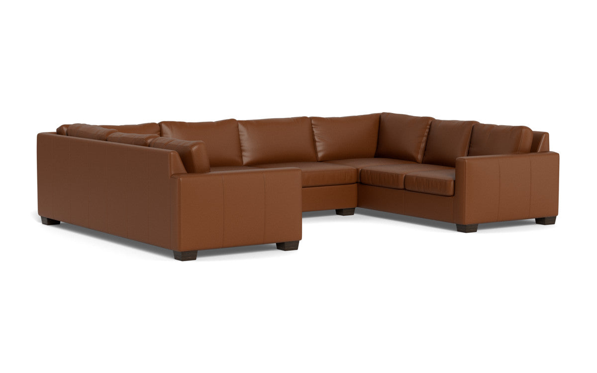 Track 141" Leather Corner Sofa U Sectional - Tribeca Chestnut