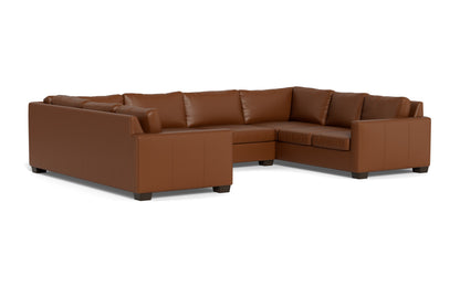 Track 141" Leather Corner Sofa U Sectional - Tribeca Chestnut