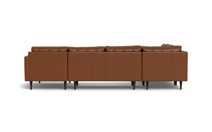 Wallace 131" Leather Corner Sectionals w. Right Chaise - Tribeca Chestnut