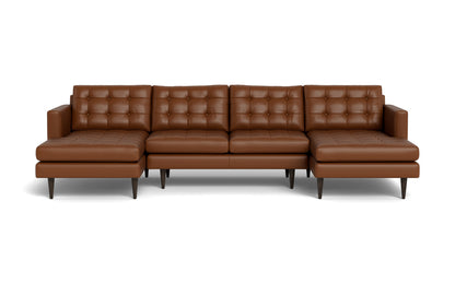 Wallace 126" Leather Double Chaise U Sectional - Tribeca Chestnut