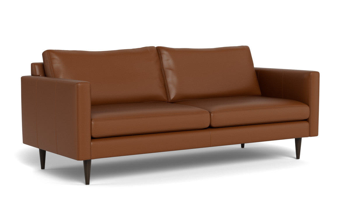 Wallace 85" Leather Untufted Sofa - Tribeca Chestnut