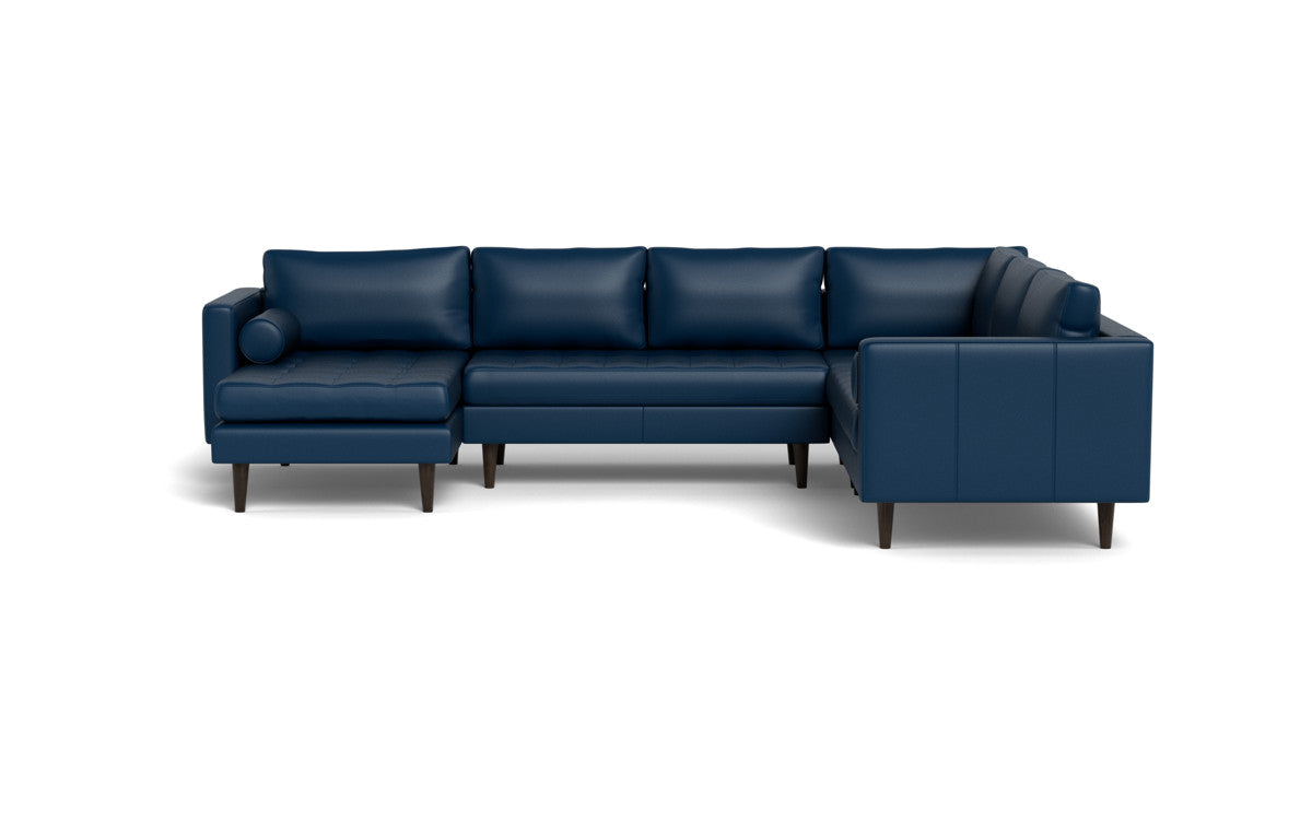 Ladybird 133" Leather Corner Sectionals w. Left Chaise - Tribeca Cobalt