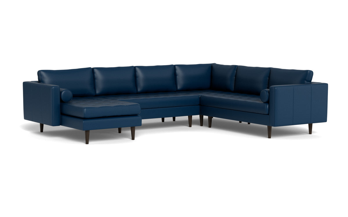 Ladybird 133" Leather Corner Sectionals w. Left Chaise - Tribeca Cobalt