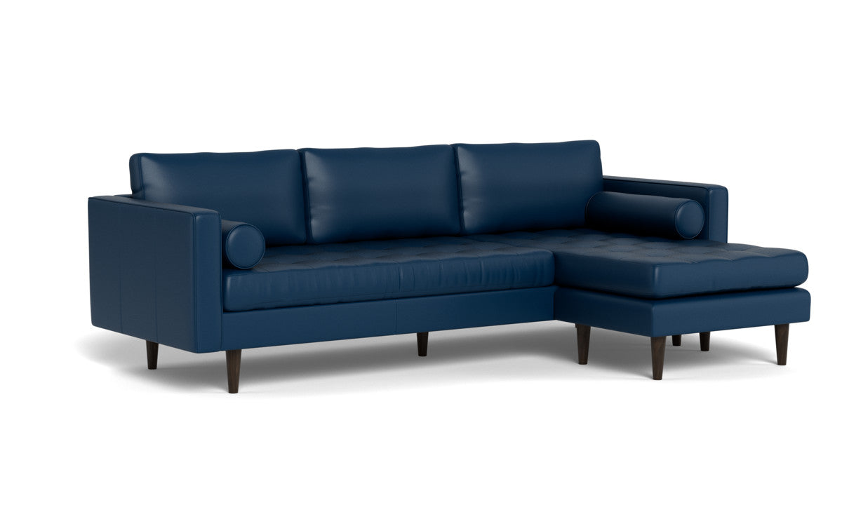 Ladybird 104" Leather Reversible Sofa Chaise - Tribeca Cobalt