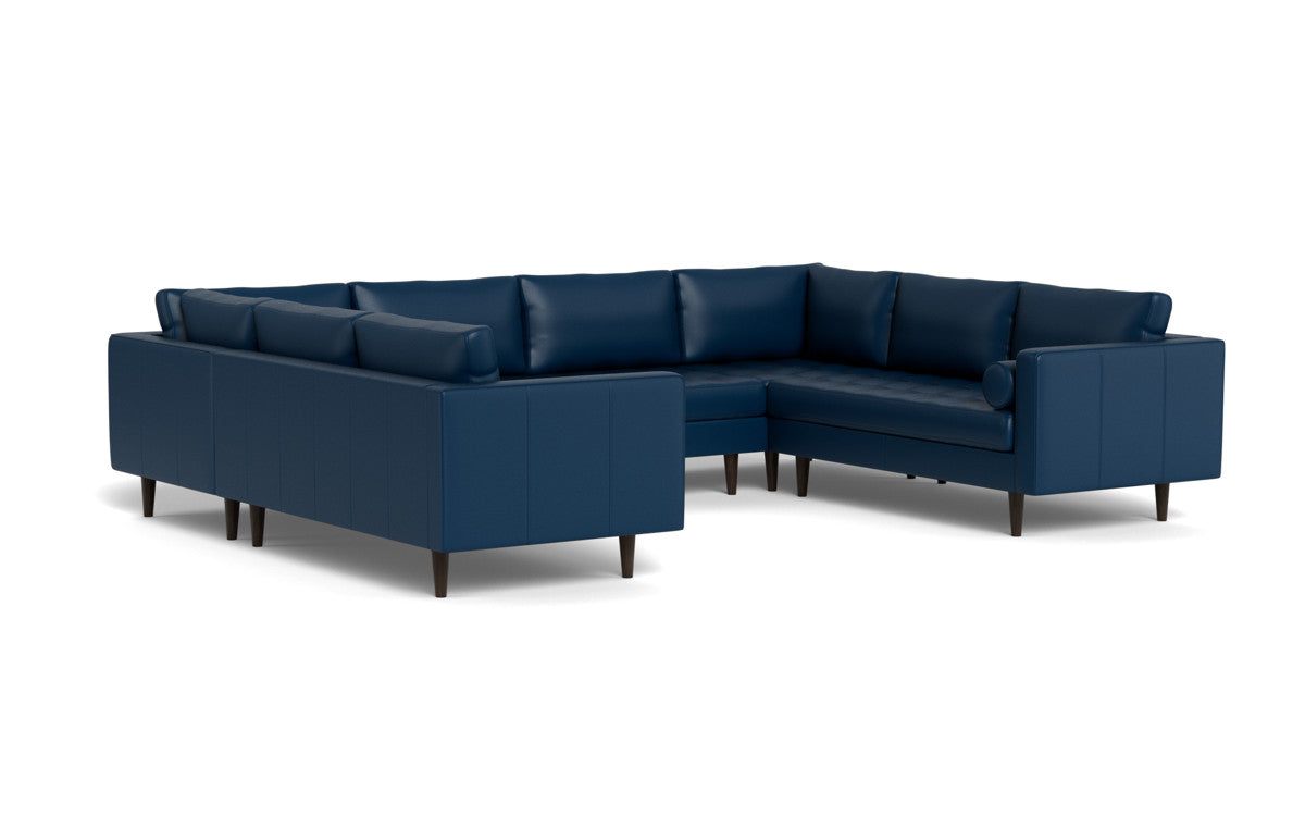 Ladybird 134" Leather U Sectional - Tribeca Cobalt