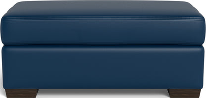 Mesa Leather Ottoman - Tribeca Cobalt