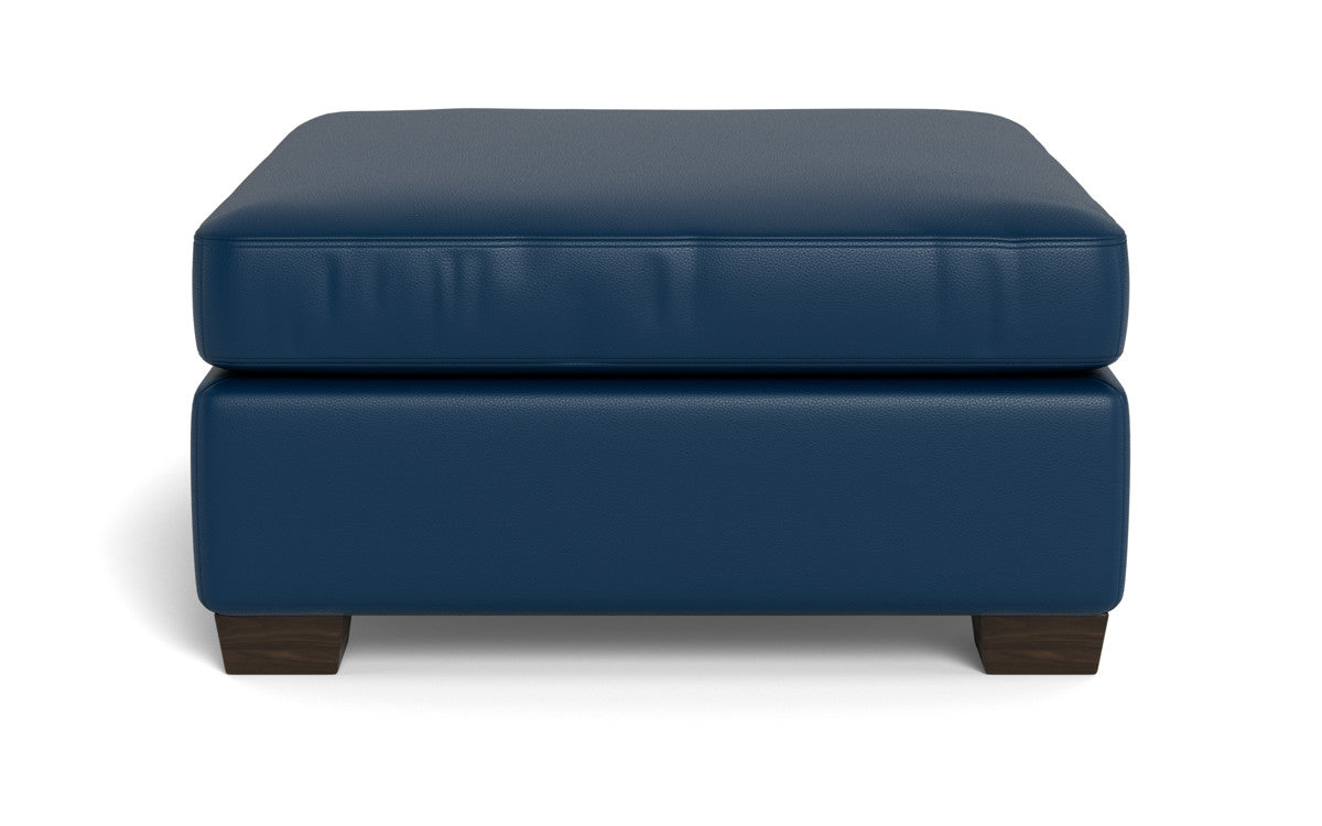 Track Leather Ottoman - Tribeca Cobalt