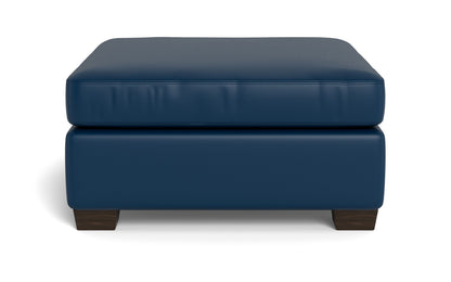 Track Leather Ottoman - Tribeca Cobalt