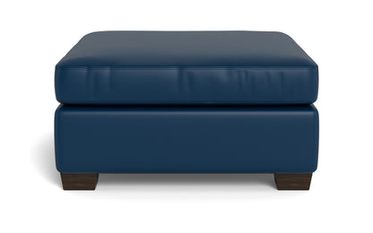 Track Leather Cocktail Ottoman - Tribeca Cobalt