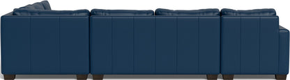 Track 141" Leather Corner Sectionals W. Full Sleeper & Left Chaise - Tribeca Cobalt