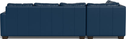 Track 121" Leather Left Chaise Sleeper Sectional - Tribeca Cobalt