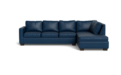 Track 121" Leather Right Chaise Sleeper Sectional - Tribeca Cobalt