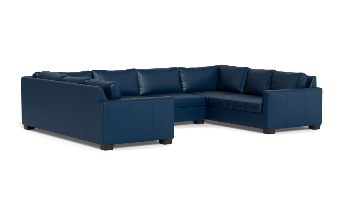 Track 141" Leather Corner Sofa U Sectional - Tribeca Cobalt