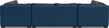 Track 141" Leather Corner Sofa U Sectional - Tribeca Cobalt