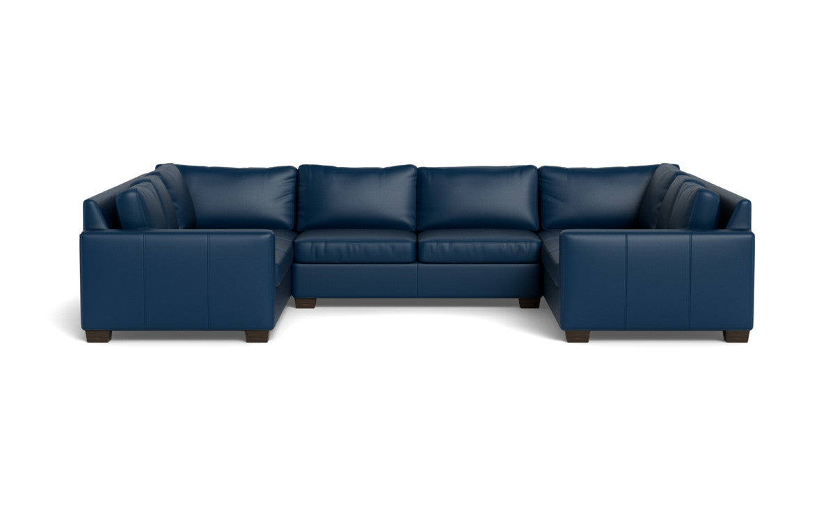 Track 141" Leather Corner Sofa U Sectional - Tribeca Cobalt