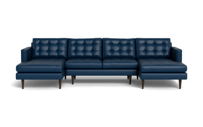 Wallace 126" Leather Double Chaise U Sectional - Tribeca Cobalt