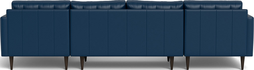 Wallace 126" Leather Double Chaise U Sectional - Tribeca Cobalt