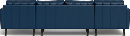 Wallace 126" Leather Double Chaise U Sectional - Tribeca Cobalt
