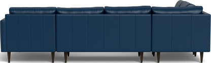 Wallace 131" Leather Untufted Corner Sectionals w. Right Chaise - Tribeca Cobalt