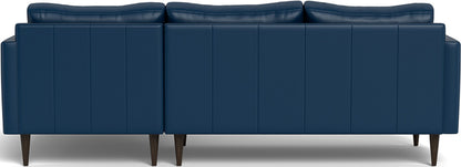 Wallace 98" Leather Untufted Right Chaise Sectional - Tribeca Cobalt