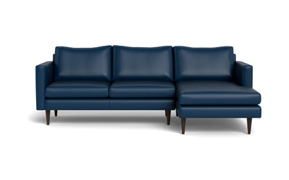 Wallace 98" Leather Untufted Right Chaise Sectional - Tribeca Cobalt