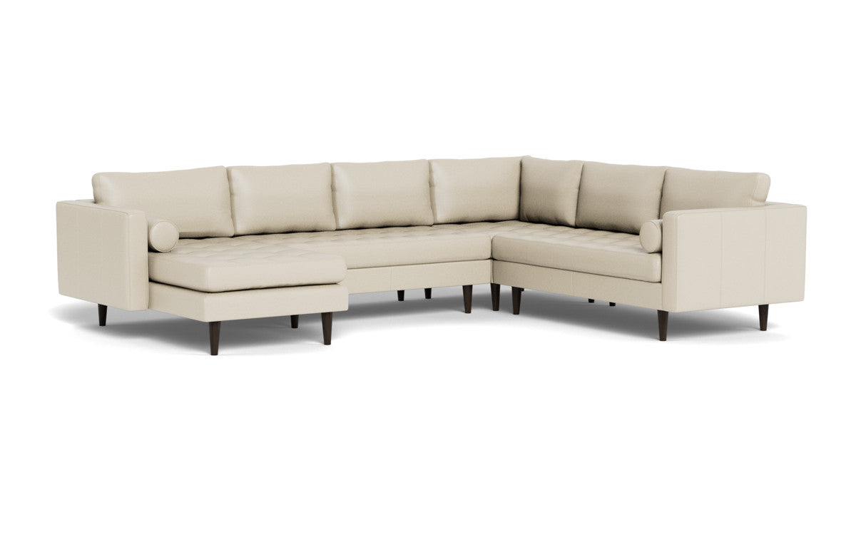 Ladybird 133" Leather Corner Sectionals w. Left Chaise - Tribeca Cream