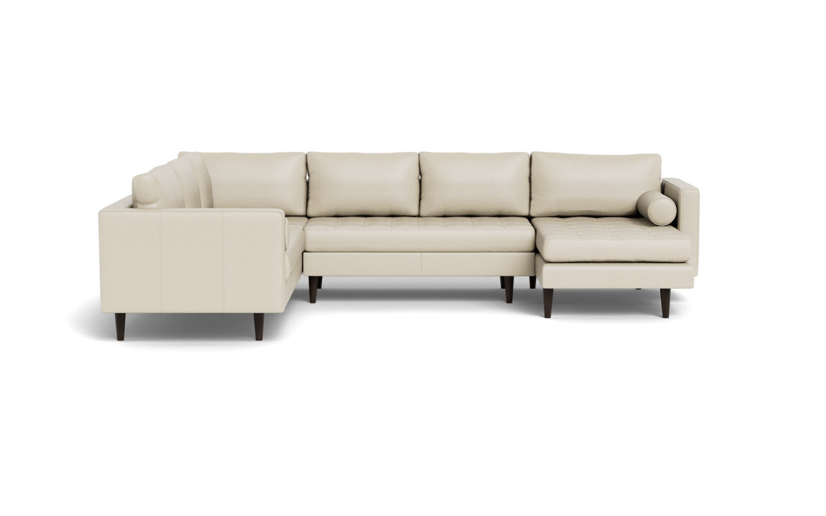 Ladybird 133" Leather Corner Sectionals w. Right Chaise - Tribeca Cream