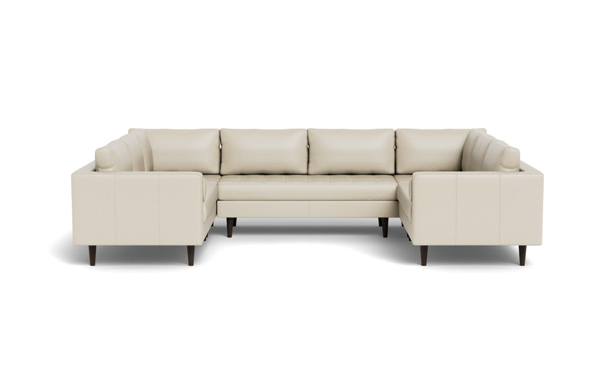 Ladybird 134" Leather U Sectional - Tribeca Cream