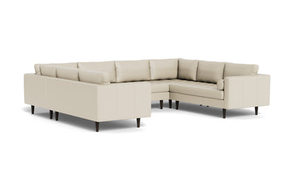 Ladybird 134" Leather U Sectional - Tribeca Cream