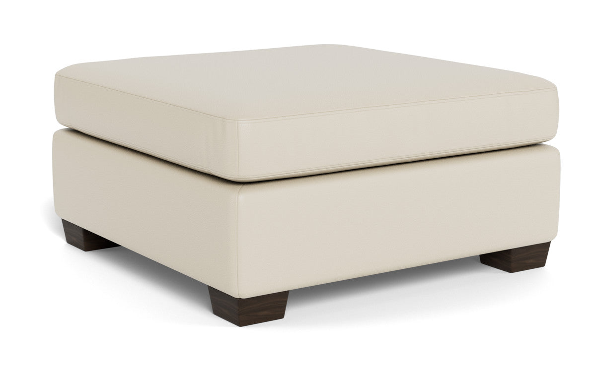 Track Leather Ottoman - Tribeca Cobalt
