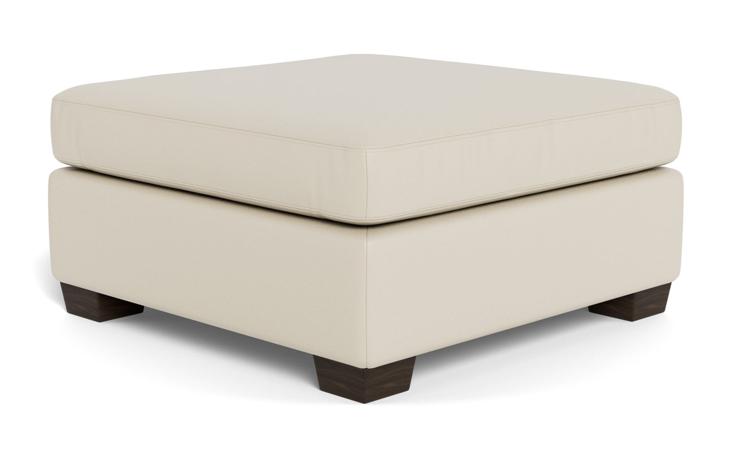Track Leather Cocktail Ottoman - Tribeca Cream