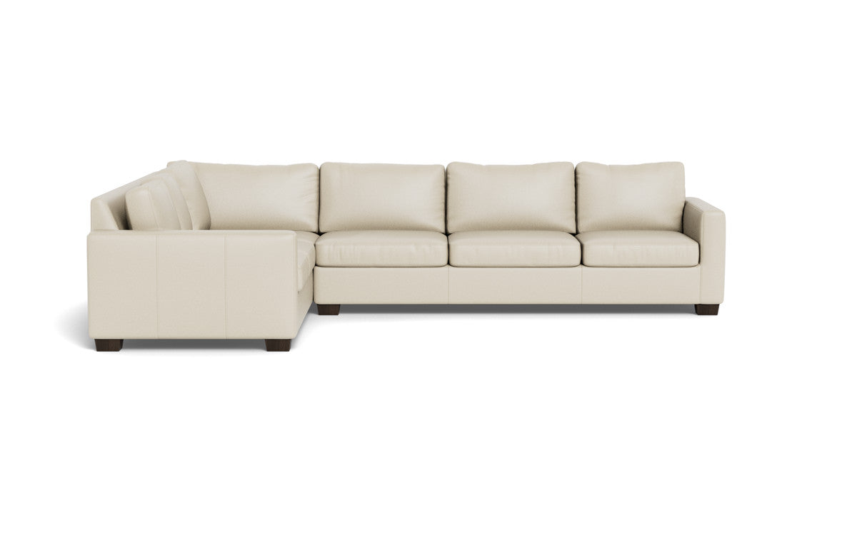 Track 121" Leather Right Corner Sleeper Sectional - Tribeca Cream