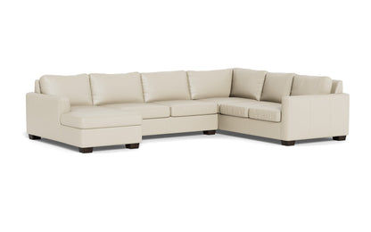 Track 141" Leather Corner Sectionals W. Full Sleeper & Left Chaise - Tribeca Cream