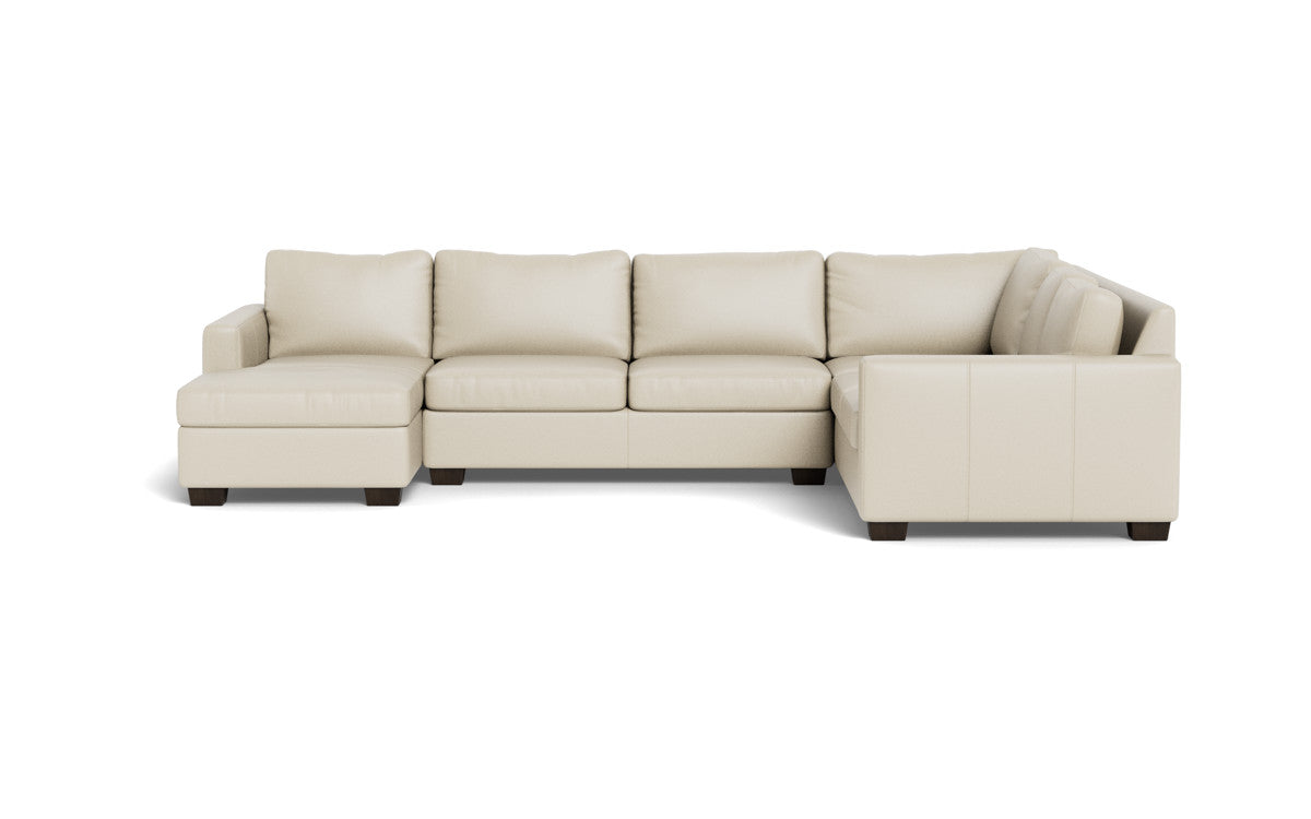 Track 141" Leather Corner Sectionals W. Full Sleeper & Left Chaise - Tribeca Cream
