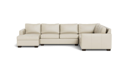 Track 141" Leather Corner Sectionals W. Full Sleeper & Left Chaise - Tribeca Cream