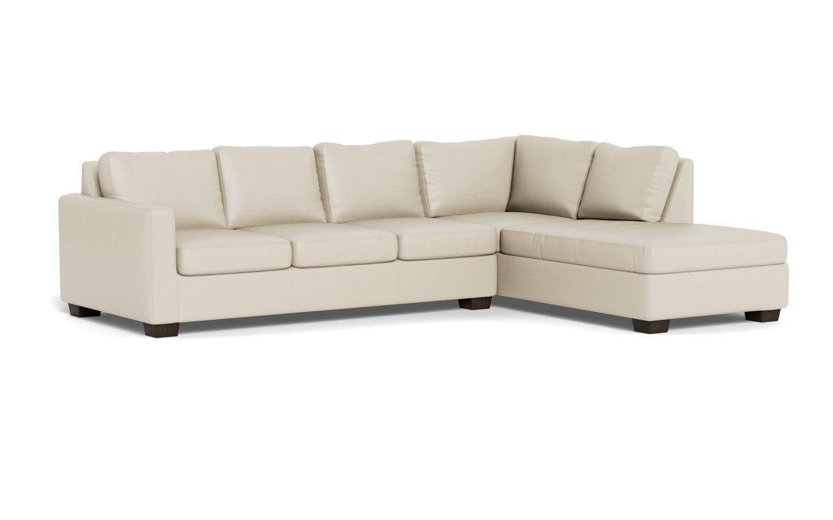 Track 121" Leather Right Chaise Sleeper Sectional - Tribeca Cream