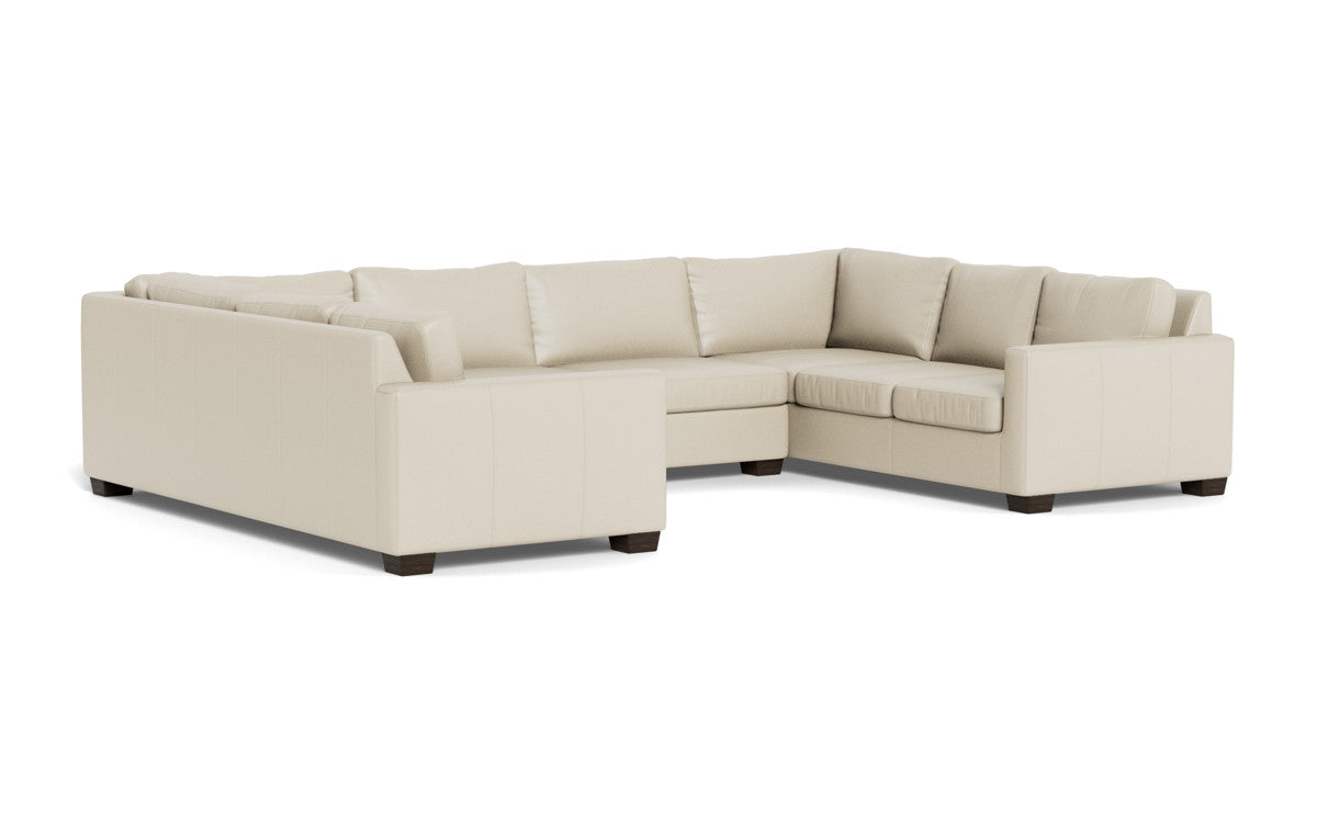 Track 141" Leather Corner Sofa U Sectional - Tribeca Cream