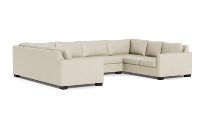Track 141" Leather Corner Sofa U Sectional - Tribeca Cream