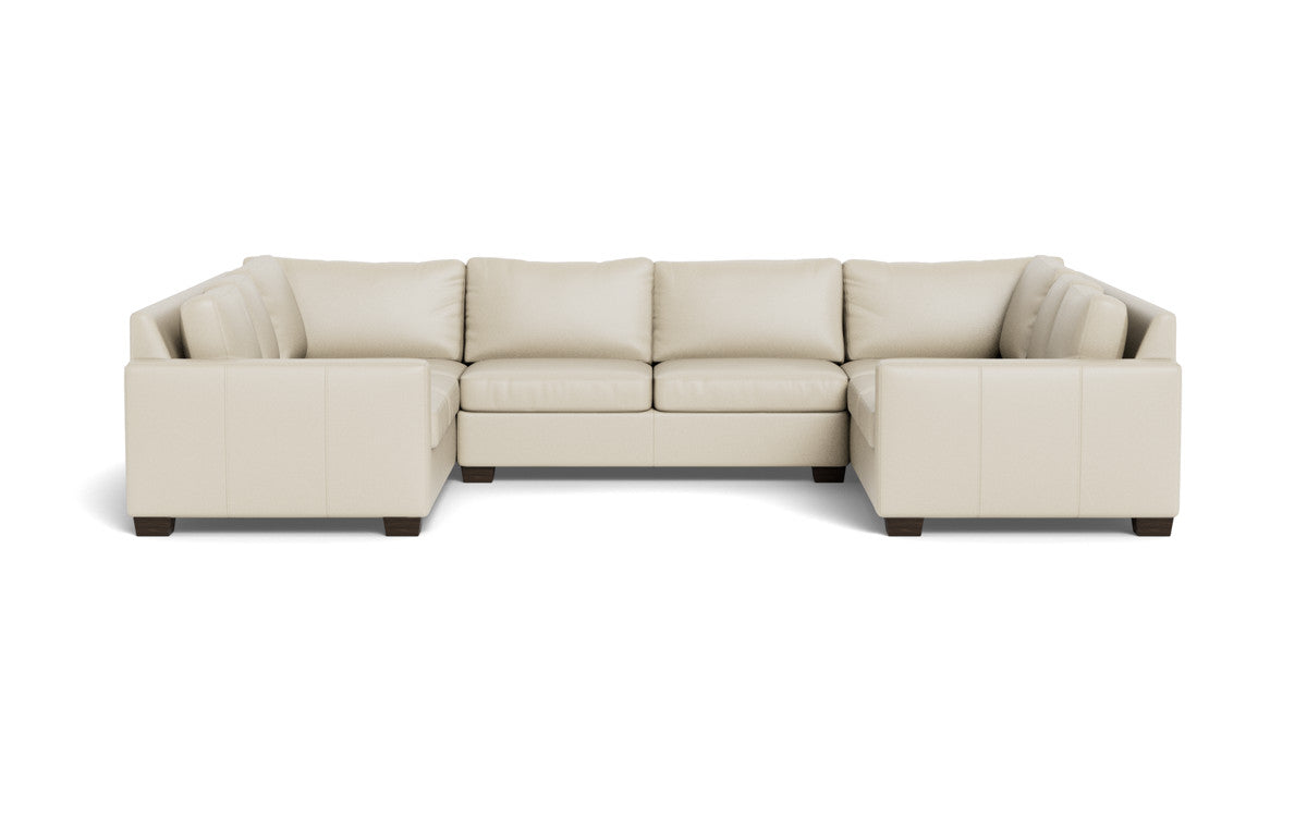 Track 141" Leather Corner Sofa U Sectional - Tribeca Cream