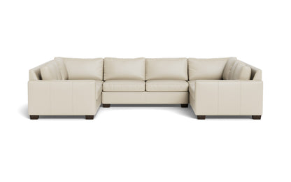 Track 141" Leather Corner Sofa U Sectional - Tribeca Cream