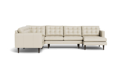 Wallace 131" Leather Corner Sectionals w. Right Chaise - Tribeca Cream