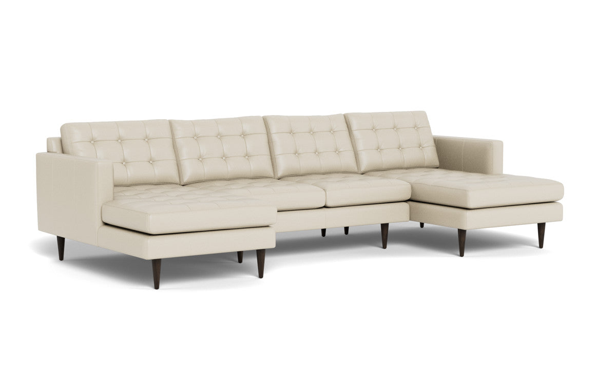 Wallace 126" Leather Double Chaise U Sectional - Tribeca Cream