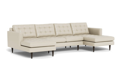 Wallace 126" Leather Double Chaise U Sectional - Tribeca Cream