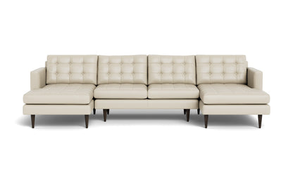 Wallace 126" Leather Double Chaise U Sectional - Tribeca Cream