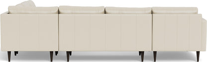 Wallace 130" Leather Untufted Corner Sectionals w. Left Chaise - Tribeca Cream