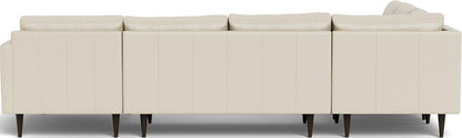 Wallace 131" Leather Untufted Corner Sectionals w. Right Chaise - Tribeca Cream
