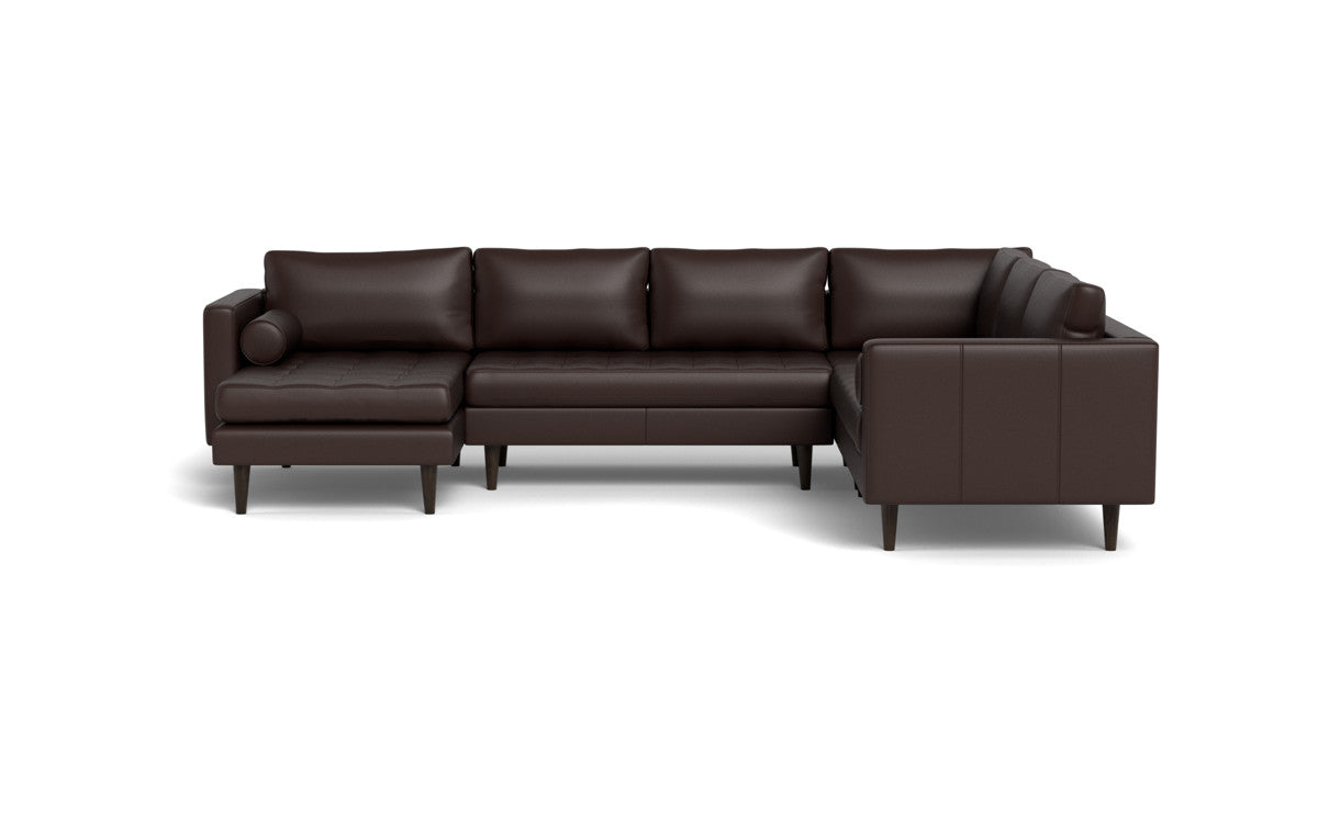 Ladybird 133" Leather Corner Sectionals w. Left Chaise - Tribeca Espresso