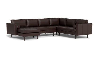 Ladybird 133" Leather Corner Sectionals w. Left Chaise - Tribeca Espresso