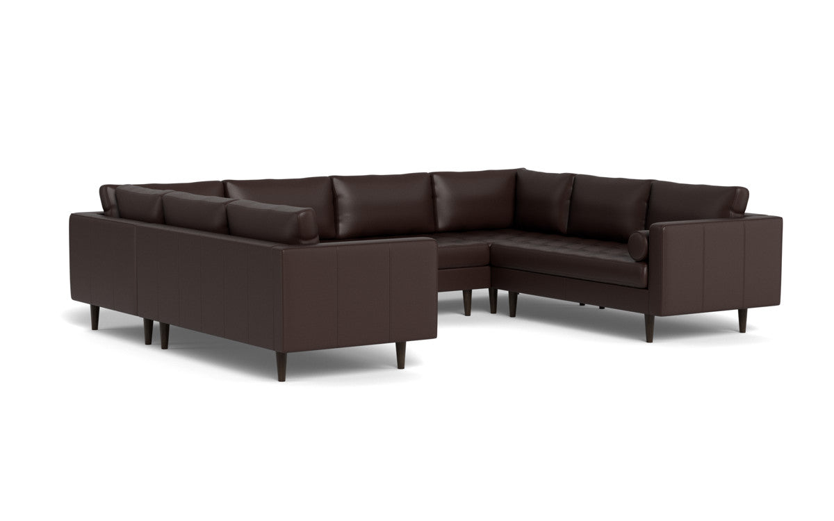 Ladybird 134" Leather U Sectional - Tribeca Espresso